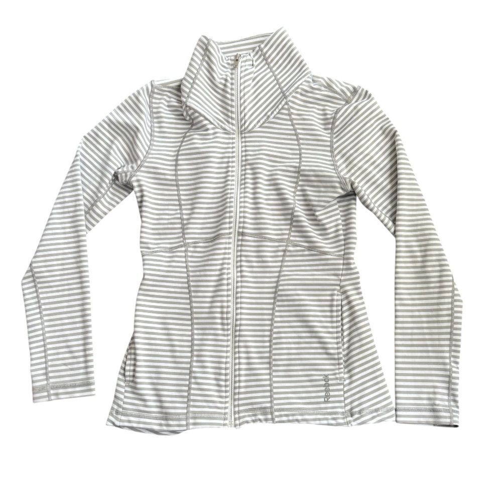 Reebok Striped Jacket Grey White Define Small
